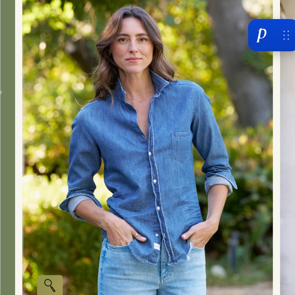 Frank and Eileen Barry Denim Cotton Button-Up Shirt XS